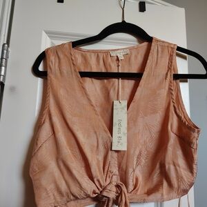 Effortless Blush Tie-Front Blouse
